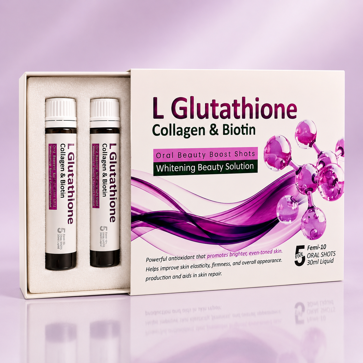 L Glutathione Collagen & Biotin Oral Beauty Boost Shots – 5 Shots